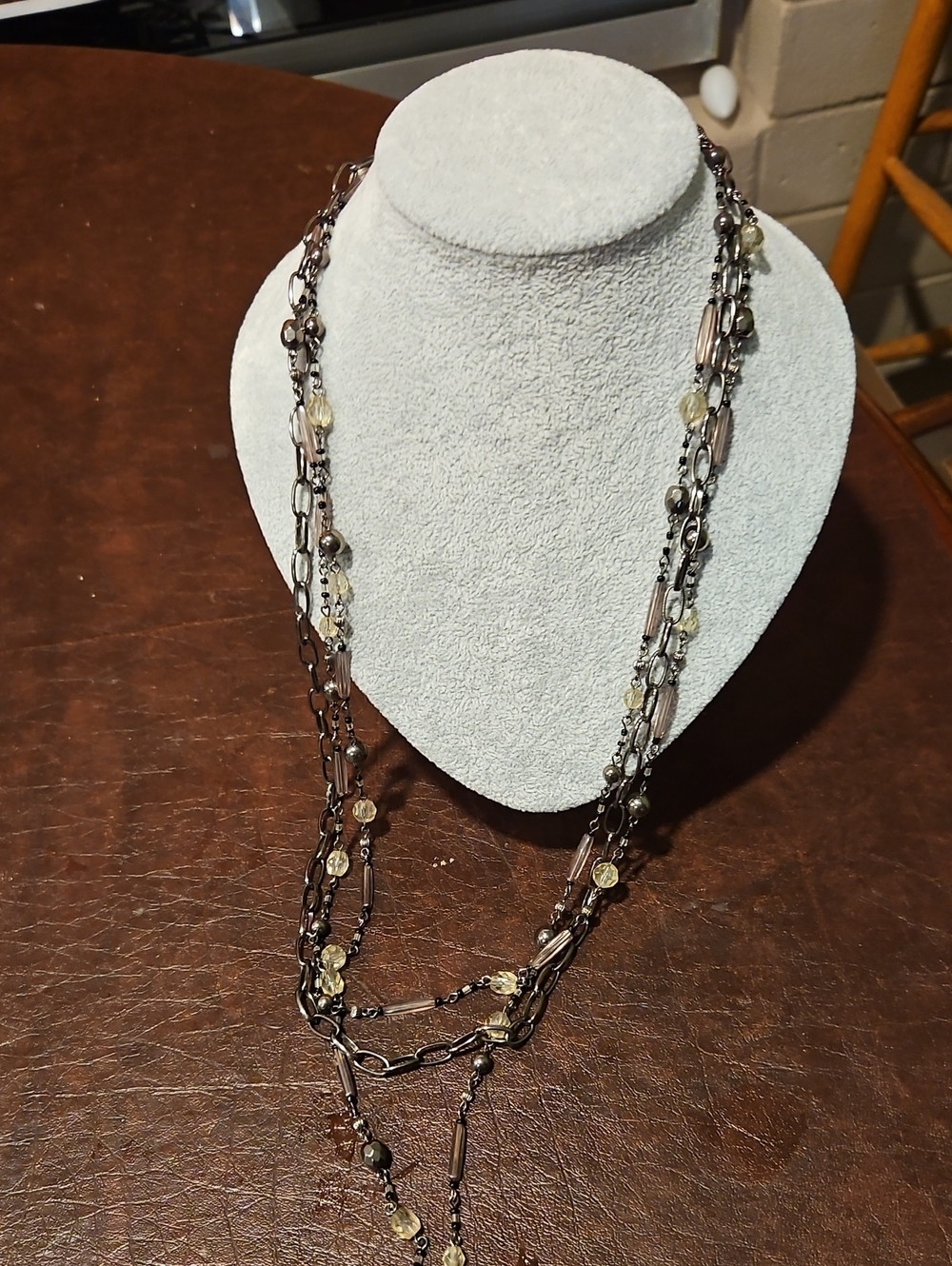 Multi-Strand Brown and Gold Beaded Women's Necklace